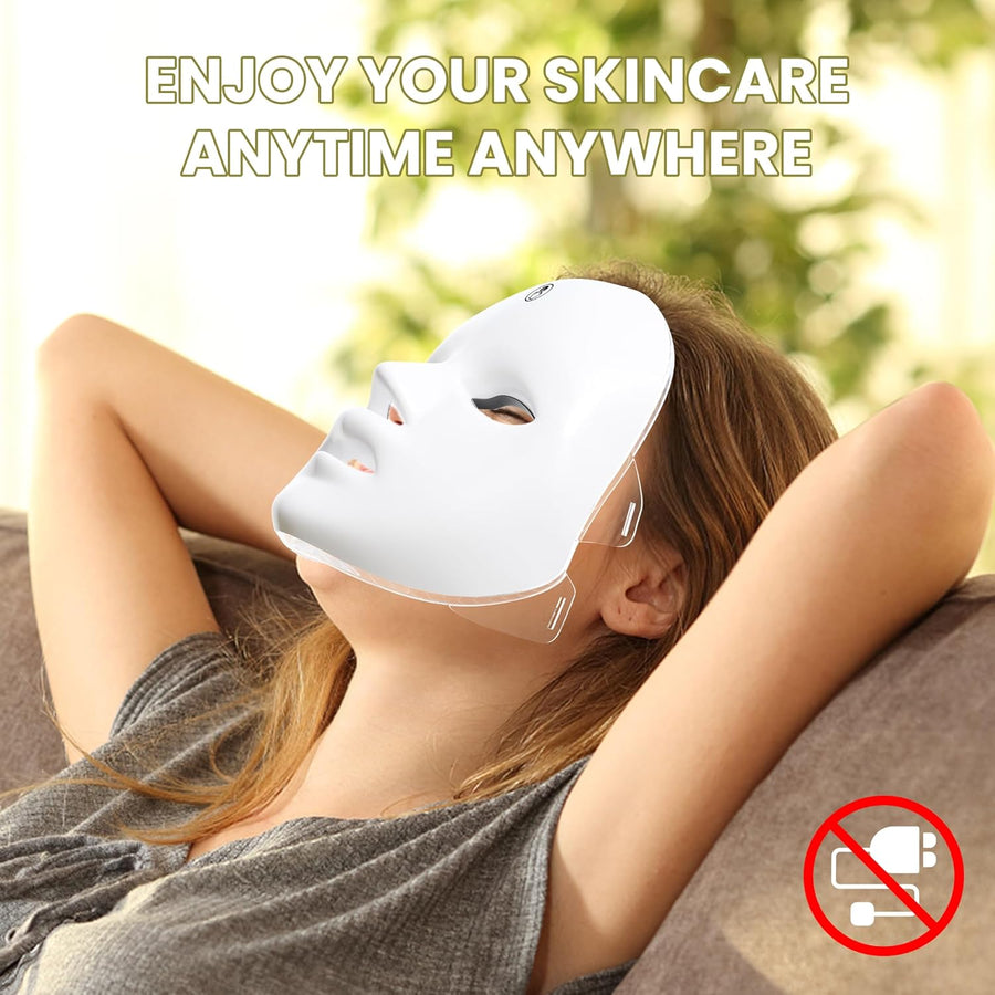 7-1 Colors Red Light Therapy for Face,Led Facial Skin Care Mask,Red Light Mask for Face, LED Facial Mask Light,Salon or Home,White.