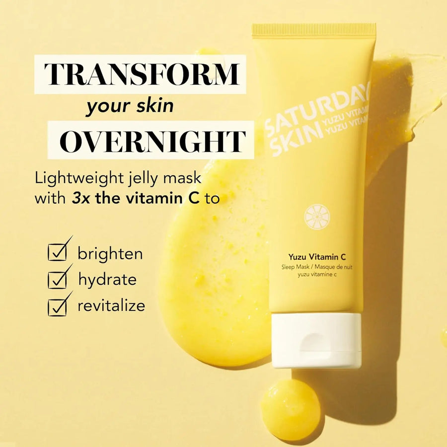Saturday Skin Yuzu Vitamin C Sleep Mask Jumbo 100Ml | Regenerist Retinol Ultra Rich Face Moisturizer Cream Smooth Skin Reduce Wrinkles All Skin Types Mottled Cleanser Facial Patches Eye Plant-Based Ginseng Lash Growth Serum Tallow Honey